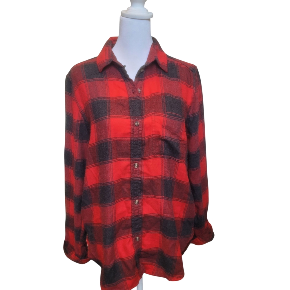 American Eagle Sz SMALL Ahh-Mazingly Soft Flannel Shirt Boyfriend Fit Red